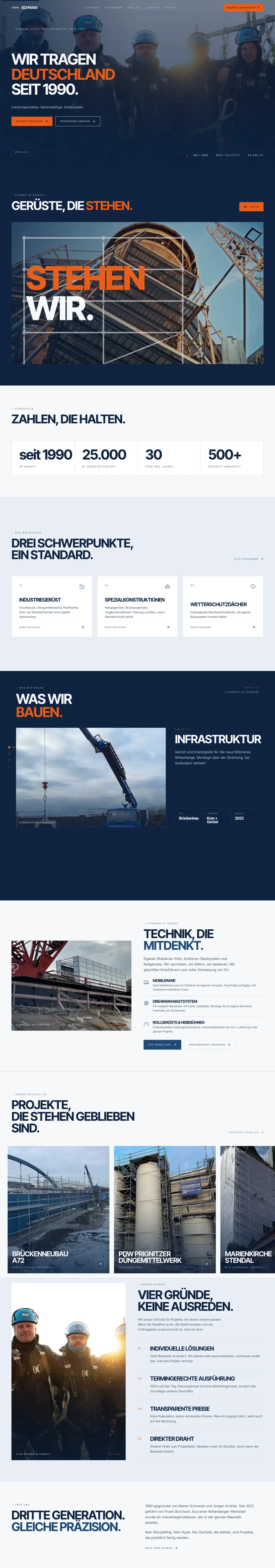 Webseite schwan-geruestbau.de, komplette Startseite